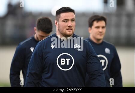 Riccarton, Edinburgh, Schottland, Großbritannien. Feb., 20. Guinness Six Nations Matches vs Italy Scotland ​Zander Fagerson (Glasgow Warriors) Credit: Eric mccowat/Alamy Live News Stockfoto