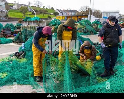 4 Fischer, die Netze in der halle der union bedrohten, beherbergen irland Stockfoto