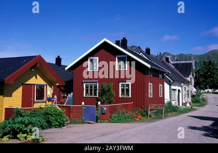 Häuser in Bleik, Andoya Island, Vesteralen, Norwegen Stockfoto