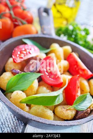 Gebratene gnocchi Stockfoto