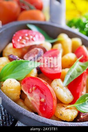 Gebratene gnocchi Stockfoto