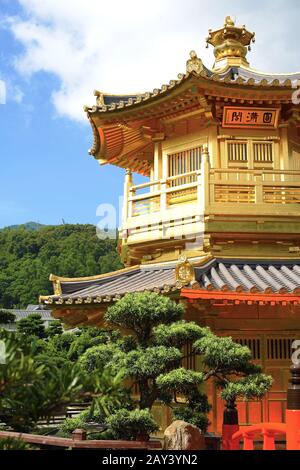 Gold-Pavillon in Chi Lin Nunnery, Hong Kong Stockfoto