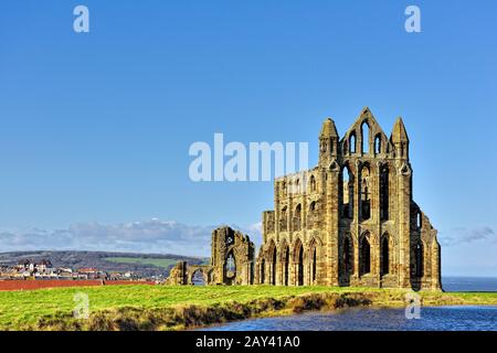 Whitby Abbey Ruin, North Yorkshire, England, Großbritannien Stockfoto