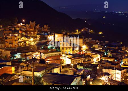 Jiu Fen Dorf in der Nacht Stockfoto