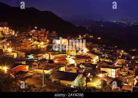 Jiu Fen Dorf in der Nacht, in Taiwan Stockfoto