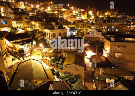 Chiu Fen Dorf in der Nacht, in Taiwan Stockfoto