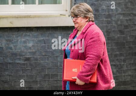 London, Großbritannien. Februar 2020. Der Rt Hon Dr. Thérèse Coffey MP @theresecoffey bleibt Staatssekretär im Ministerium für Arbeit und Renten - die Minister treffen nach der Umbildung von Boris Johnson, Downing Street, zum ersten Kabinettstreffen ein. Credit: Guy Bell/Alamy Live News Stockfoto