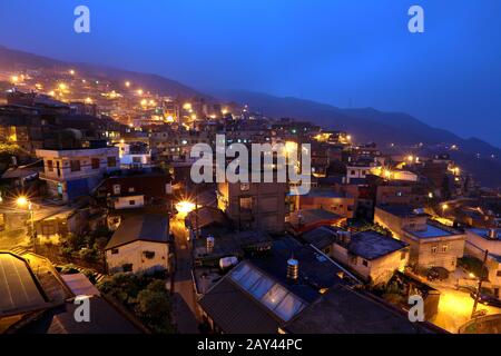 Chiu Fen Dorf in der Nacht, in Taiwan Stockfoto