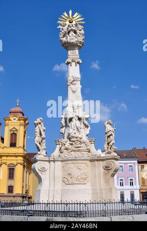 timisoara rumänien union sqare Statue piata unirii Stockfoto