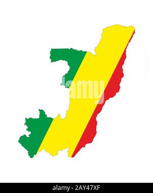 karte der Flagge der republik kongo Stockfoto