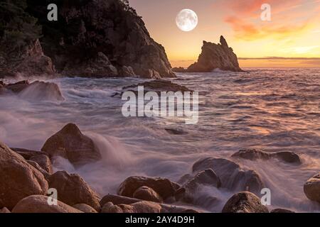 CALA S'AGUIA LLORET DE MAR COSTA BRAVA GERONA KATALONIEN SPANIEN Stockfoto