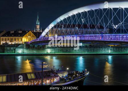 Die Brücke von Vater Bernatek in Krakow, Polen Stockfoto