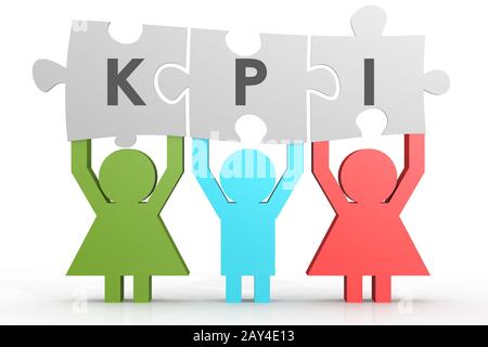 KPI - Schlüssel-Leistungsindikator-Rätsel in einer Zeile Stockfoto