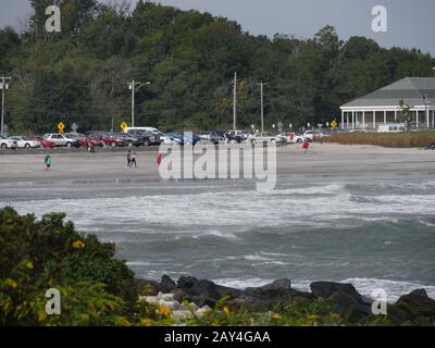 Narragansett, Rhode Island-September 2017: Windige Tage am Narragansett Beach. Stockfoto