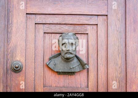 Tür an der Marienbasilika, Krakow, Polen Stockfoto