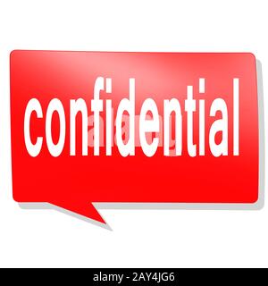Vertrauliche Wort auf rote Sprechblase Stockfoto