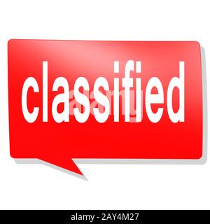 Klassifiziert Wort auf rote Sprechblase Stockfoto