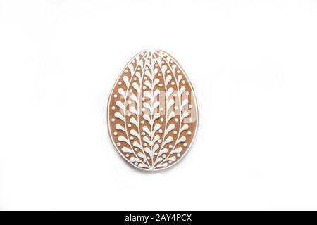 Schöne Osterplätzchen auf weißem Hintergrund, Osterplätzchen, Platz für Text, Ostereier, Draufsicht, Isolation Stockfoto