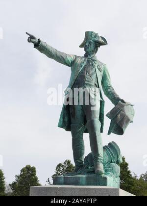 Newport, Rhode Island-September 2017: Nahaufnahme der Rochambeau-Statue und des Memorial im Newport Harbour, Stockfoto