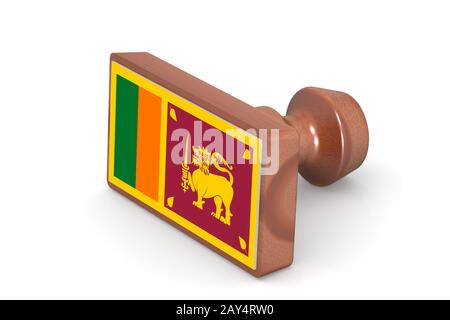 Holz Stempel mit Sri Lanka Flagge Stockfoto