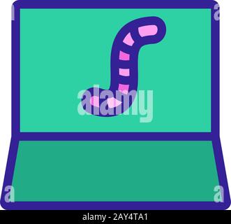 WORM Virus ist ein Vektor-Symbol für Laptops. Isolierte Darstellung des Kontursymbols Stock Vektor