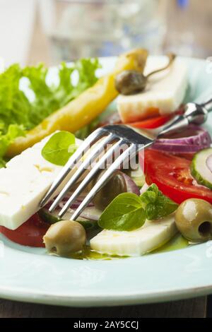 Nahaufnahme des griechischen Salats Stockfoto