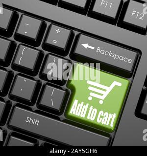 Grüne Schaltfläche hinzufügen in den Warenkorb eingeben Stockfoto