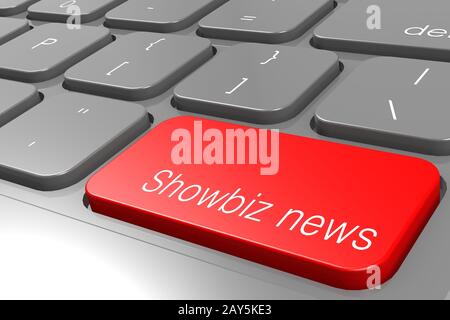 Showbiz Nachrichten Wort auf die rote Schaltfläche Tastatur Stockfoto