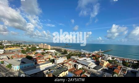 Luftaufnahme der Stadt Fortaleza. Fortaleza Pier. Stockfoto