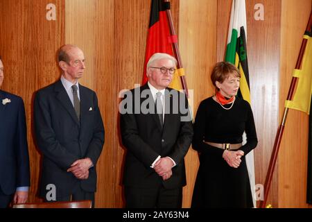 Edward Herzog von Kent, Frank-Walter Steinmeier, Elke Büdenbender, Dirk Hilbert bei der Gedenkfeier zum 75. Jahr der Zerstöung Dresden Stockfoto