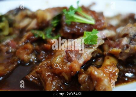 Gedämpftes Schweinefleisch, berühmtes Gericht in Bangkok Stockfoto