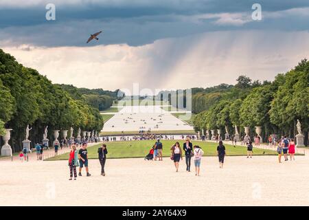 juli 2019, Frankreich, der königliche Schlosskomplex von Versailles - eine der wichtigsten Touristenattraktionen in Europa Stockfoto