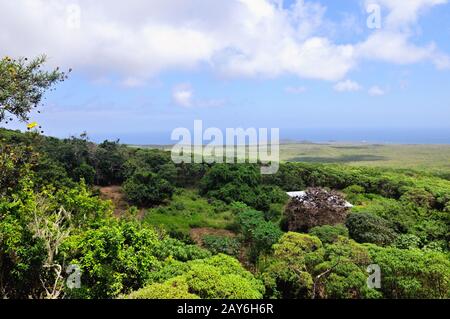 Blick auf das Meer, als die ersten Ansiedler auf die Floreana Island Galapagos Islands Ecuador kamen Stockfoto