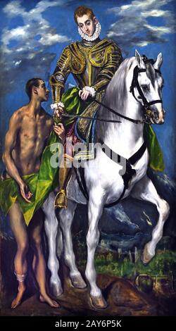 Der heilige Martin und der Bettler 1597-1599 El Greco (Domenikos Theotokópoulos) 1541-1614, 17., Jahrhundert, Spanien, Spanisch, Griechisch, Griechenland. Stockfoto