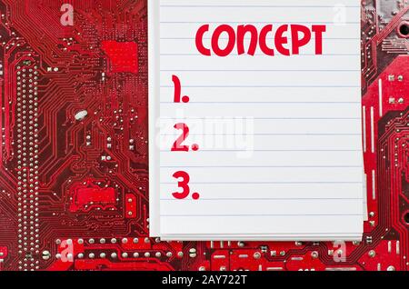 Konzept text Konzept über Computer Hintergrund Stockfoto