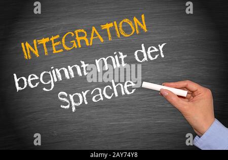 Die Integration beginnt mit der Sprache Stockfoto