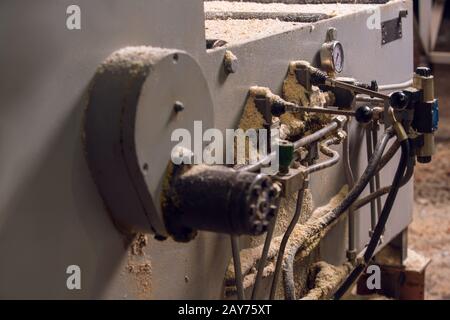 Ansicht der Schneide-Maschinen in Betriebsstellung Stockfoto