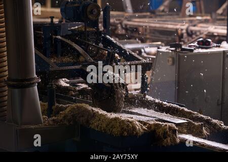 Ansicht der Schneide-Maschinen in Betriebsstellung Stockfoto