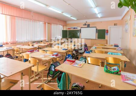 Anapa, Russland - 28. Februar 2017: Innere Klasse in der Grundschule, Übersichtsplan Stockfoto