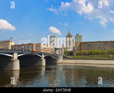 Moskau Panorama - berühmten Wolkenkratzer Ministerium für auswärtige Angelegenheiten von Russland Stockfoto