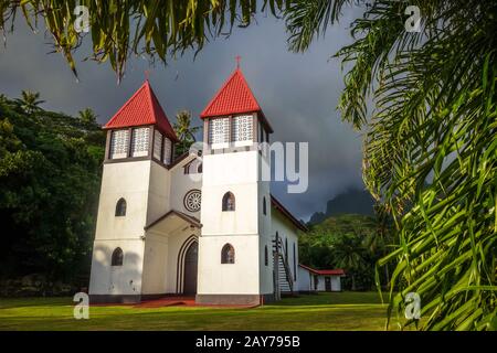 Kirche in Moorea Island Haapiti Dschungel, Landschaft Stockfoto