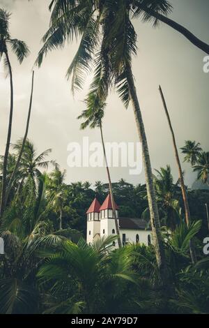 Kirche in Moorea Island Haapiti Dschungel, Landschaft Stockfoto