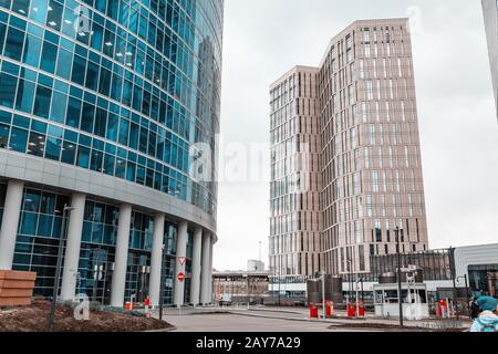 03. Mai 2019, Moskau, Russland: Moskauer Wohnhochhaus Stockfoto