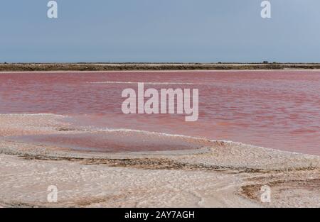 Rosa Wasserwerk des Salzes in Walvis Bay, Namibia Stockfoto