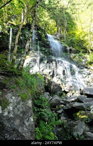 Am unteren Teil des Zweribacher Wasserfalls im Simonswald Schwarzwald Deutschland Stockfoto