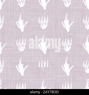 Weiße Lavendelblüten mit nahtlosem Vektormuster auf pastellviolettem Hintergrund Stock Vektor