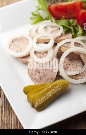 Bayerischer Wurstsalat Stockfoto