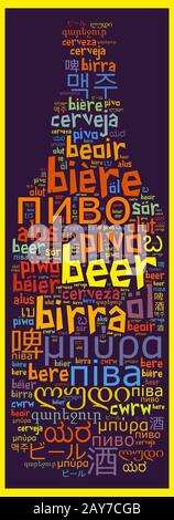 Wort Bier in verschiedenen Sprachen Stockfoto