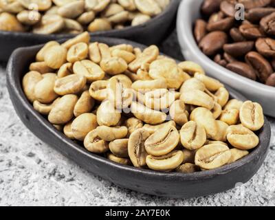 Nahansicht der weißen Kaffeebohnen Stockfoto