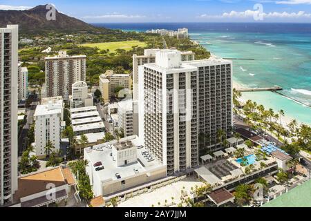 hawaii oahu honululu waikiki Strand, Diamantkopf, Meerblick Stockfoto